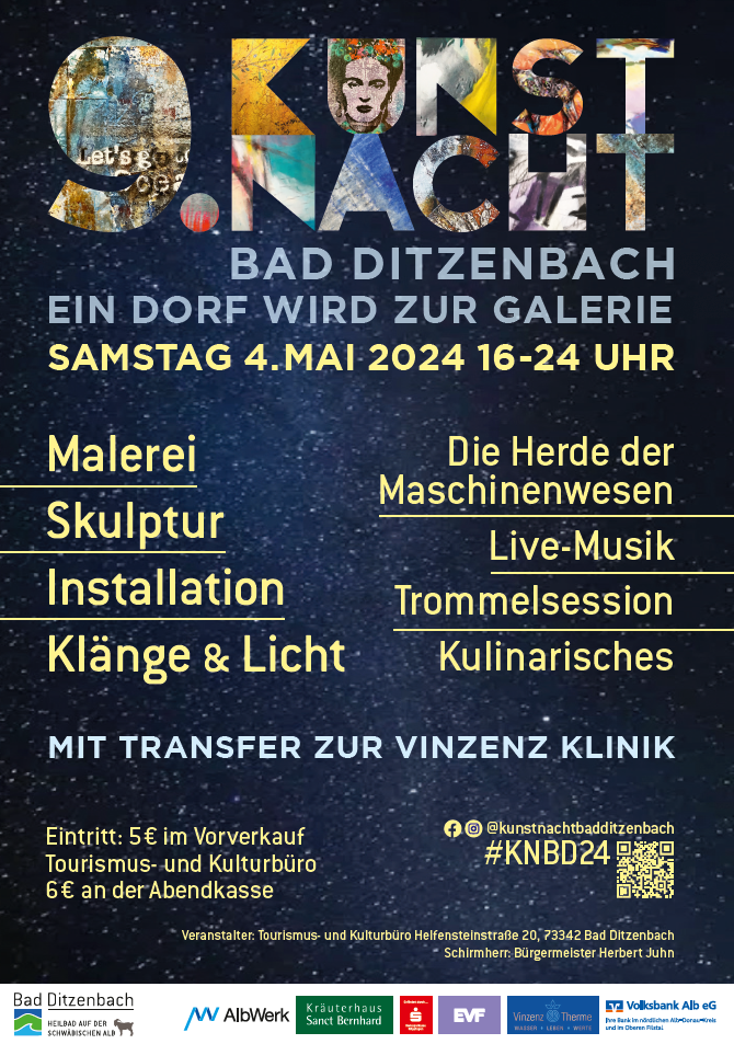 Plakat zur Kunstnacht am 4. Mai 2024 in Bad Ditzenbach